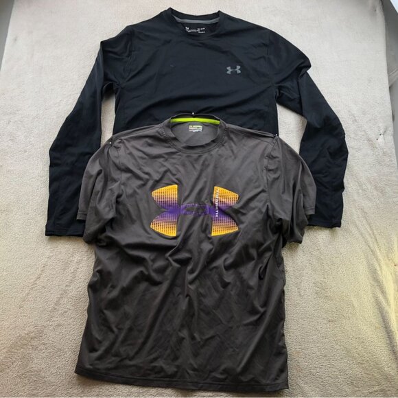 Under Armour Mens Athletic Tops Medium Lot Of Two Activewear Fitted Classic - Picture 12 of 12